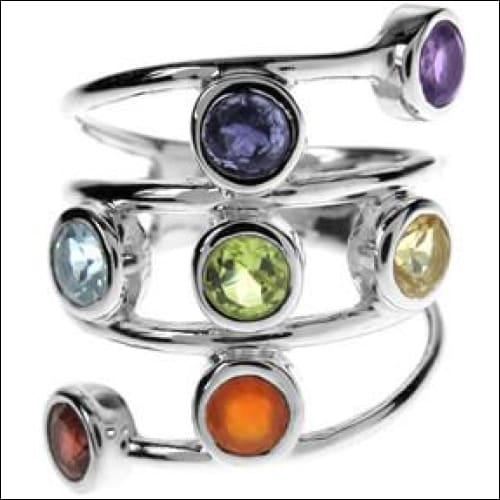Multi Gemstone 925 Silver Ring Impressive Multistone Rings Fancy Rings Party Wear Rings