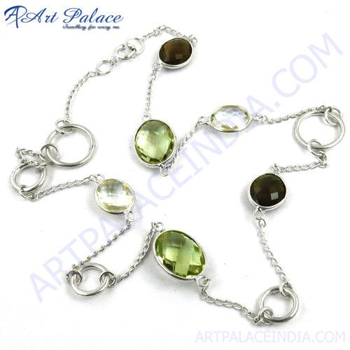 Multi Gemstone Silver Necklace Jewelry