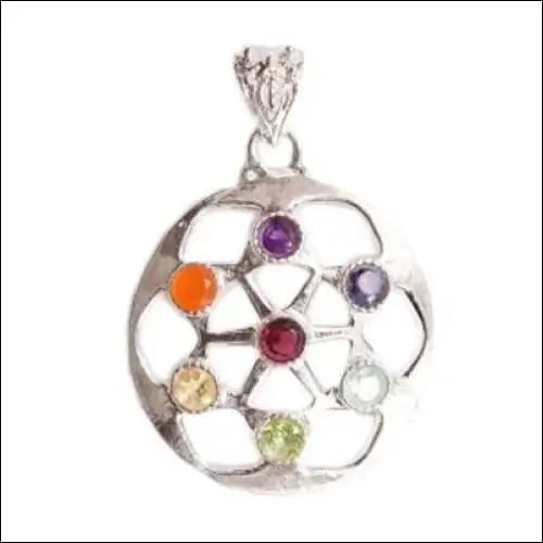 Multi stone chakra Silver Pendant