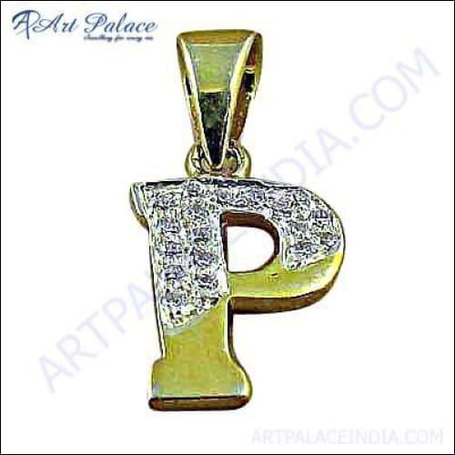 Natural Cubic Zirconia Gold Plated Silver Pendant Jewelry