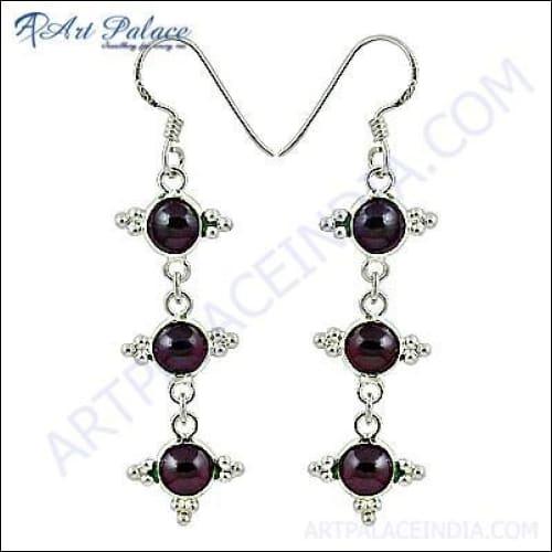 Natural Garnet Gemstone 925 Silver Earring Dangle Earrings Precious Gemstone Earrings