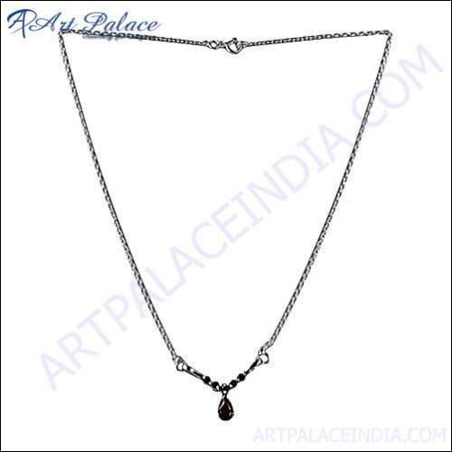 Natural Garnet Silver Necklace