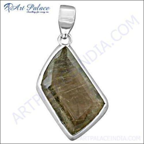 Natural Gemstone Pendant Lemon Quartz Gemstone Silver Pendant 925 Silver Jewelry