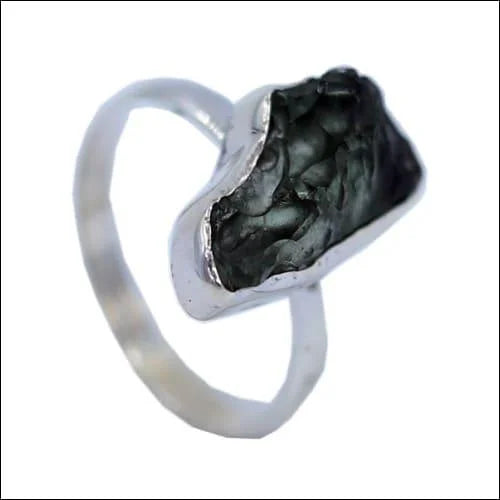 Ethereal Beauty: Natural Tektite Moldavite Silver Ring