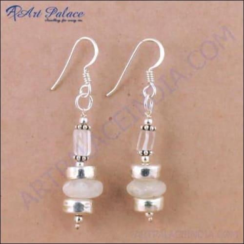 New Arrival Crystal & Rainbow Moonstone Silver Earrings Party Wear Beaded Earrings Fancy Earrings