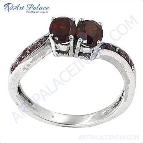 New Arrival Garnet & Pink CZ Gemstone Silver Ring Magnificent Cz Rings Stunning Cz Rings