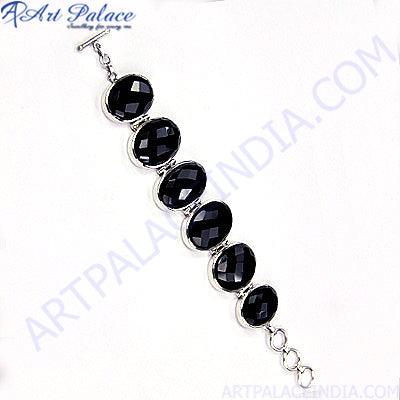 New Arrival Hot! Dazzling Black Onyx Gemstone 925 Sterling Silver Bracelets Magnificent Gemstone Bracelet Certified Bracelet