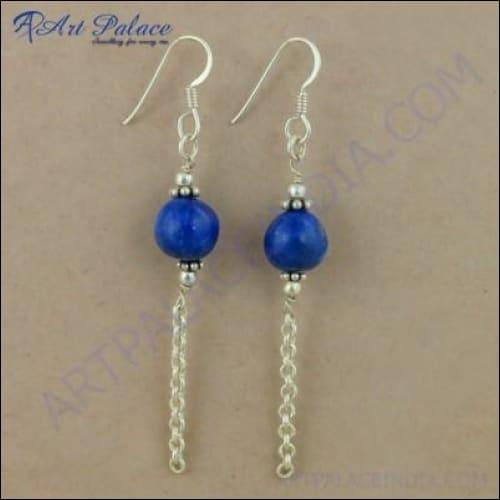 New Arrival Lapis Lazuli Gemstone Silver Earrings