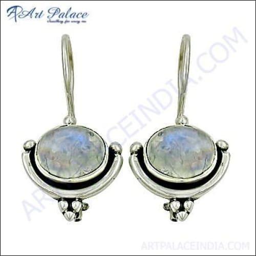 New Arrival Rainbow Moonstone Silver Earring Rainbow Moonstone Earring 925 Silver Earring