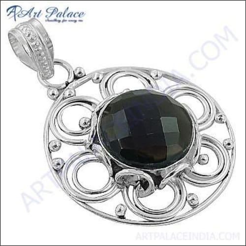 New Beautiful Design In German Silver Gemstone Pendant Jewelry With White Metal
