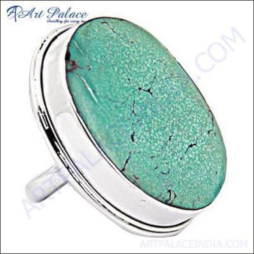 New Big Turquoise Gemstone Silver Ring