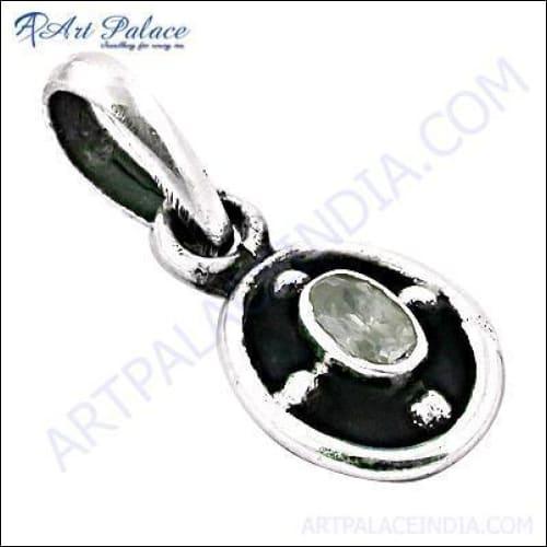 New Bright Cubic Zirconia Silver Gemstone Pendant With 925 Sterling Silver Lovely Cz Pendant Solid Cz Pendant