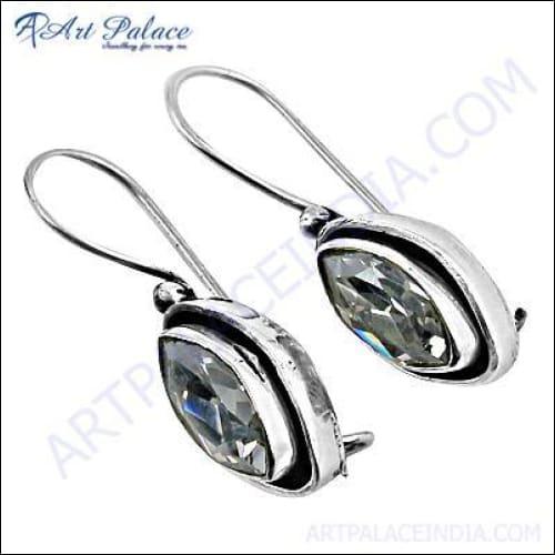 New Cut Shape Gemstone Silver Earrings Jewelry, 925 Sterling Silver Jewelry Impressive Cz Earrings Cz Silver Earrings