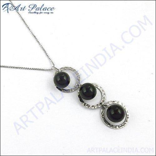 New Design Black Onyx Silver Necklace
