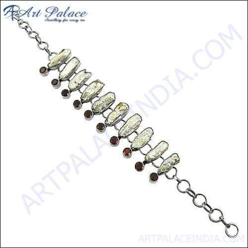 New Design Bracelets Jewelry With Garnet & Pearl Gemstone