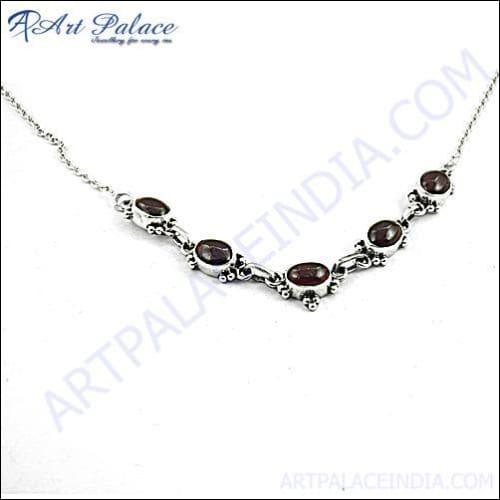 New Design Garnet Silver Necklace