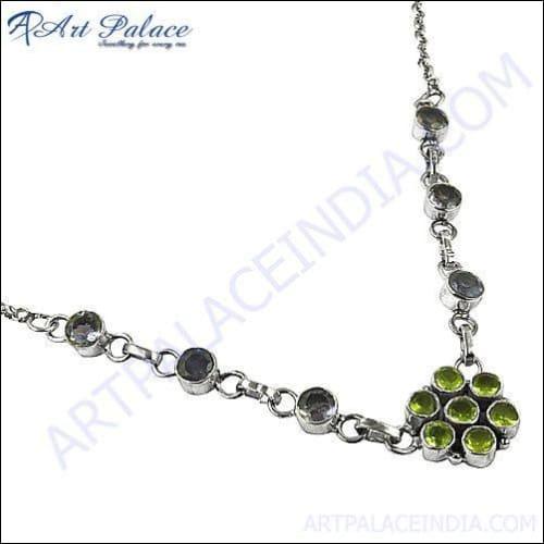 New Design Iolite Peridot Silver Necklace