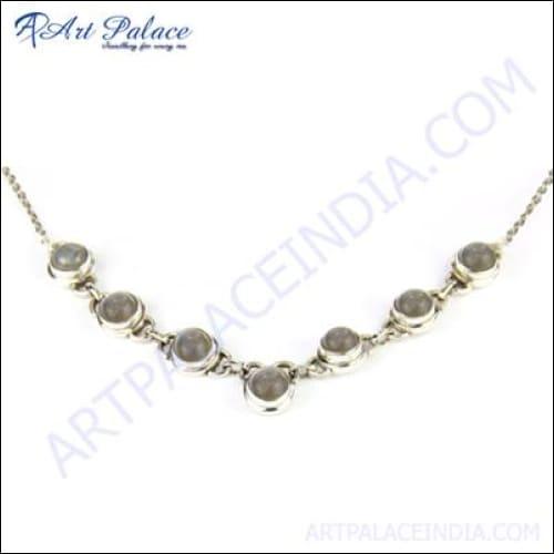 New Design Labradorite Gemstone Silver Necklace Rare Gemstone Necklace Glamours Gemstone Necklace