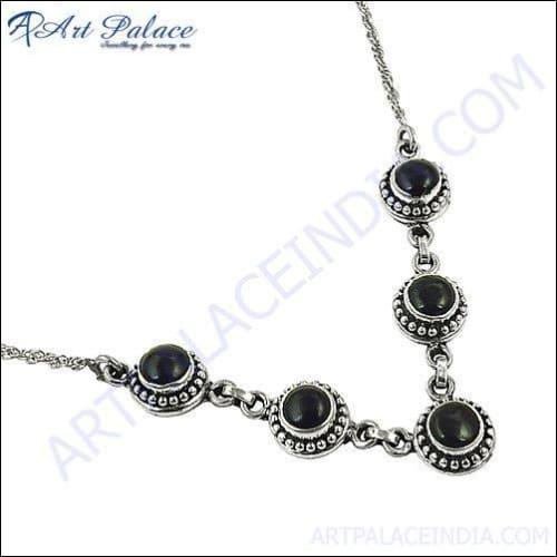 New Designer Black Onyx Silver Necklace