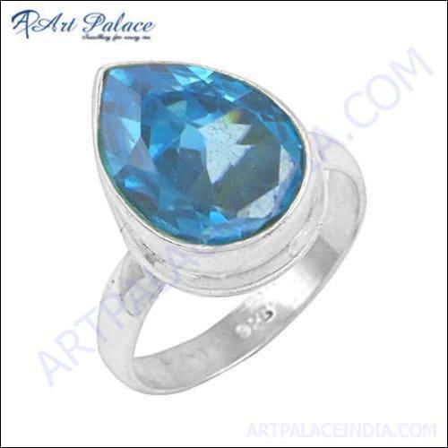 New Extra Shiney Blue Cubic Zirconia Gemstone Silver Ring Blue Cz Rings Simple Cz Rings
