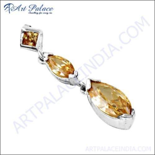 New Extra Shiney Pitch Zirconia Gemstone Silver Pendant