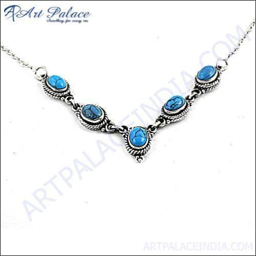 New Fashion Tourquise Gemstone Silver Necklace