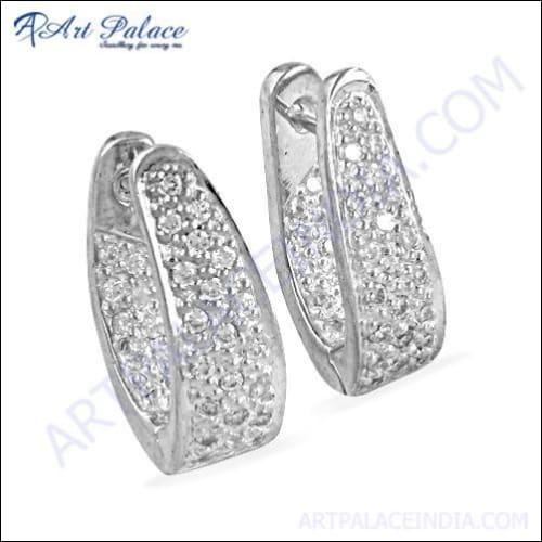 New Fashionable Cubic Zirconia Gemstone Silver Earrings