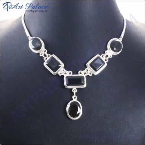 New Fashionable Gemstone Silver Necklace