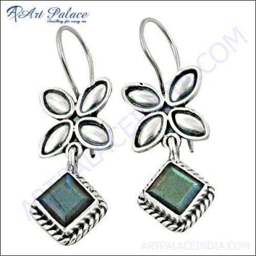 New Flower Style In Silver Gemstone Jewelry With 925 Sterling Silver Labradorite Earrings Wonderful Earrings