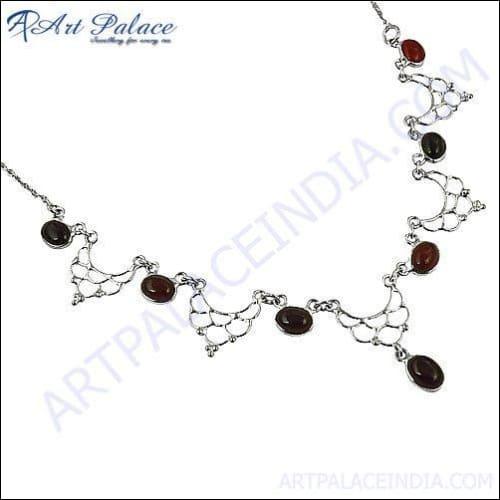 New Garnet Silver Necklace