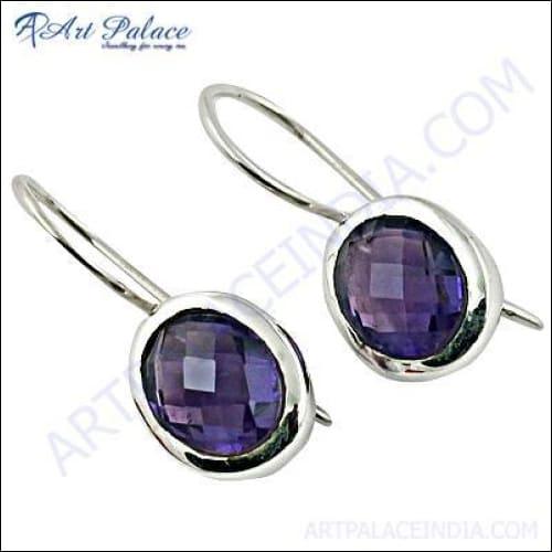 New Hook Style Gemstone Silver Earrings Jewelry, 925 Sterling Silver Jewelry Amethyst Gemstone Earrings Pretty Earrings