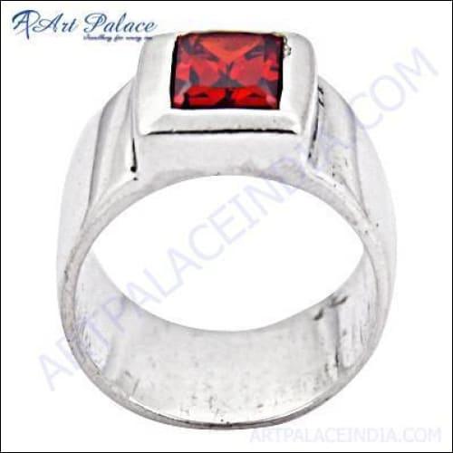 New Hot Red Garnet Gemstone Silver Ring