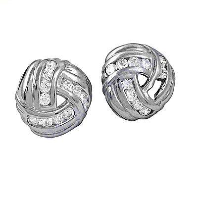 New Knot Silver Stud Earrings With Cubic Zirconia, 925 Sterling Silver Jewelry Cz Stud Earring Fancy Cz Earring