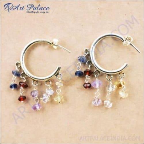 New Latest Design In Gemstone Silver Earrings Jewelry, 925 sterling Silver Jewelry