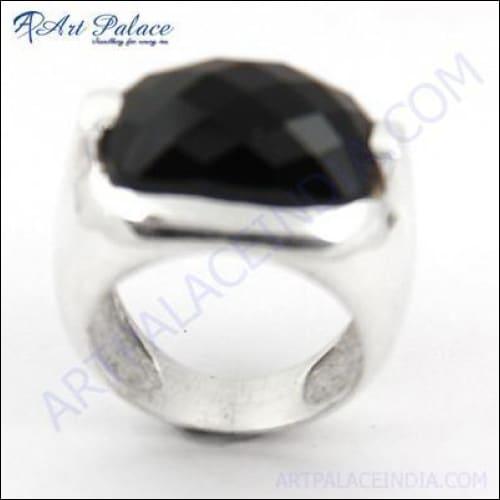 New Natural Gemstone Silver Ring With Black Onyx, 925 Sterling Silver Jewelry