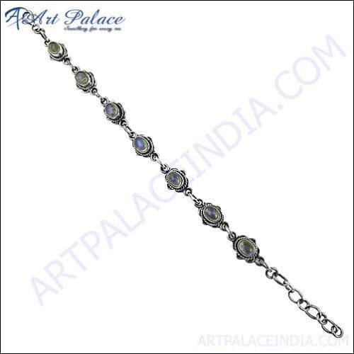 New Rainbow Moonstone Silver Gemstone Bracelets Jewelry