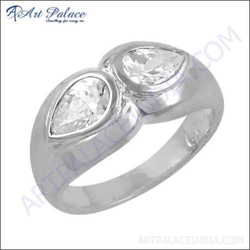 New Shiney Cubic Zirconia Gemstone Silver Ring