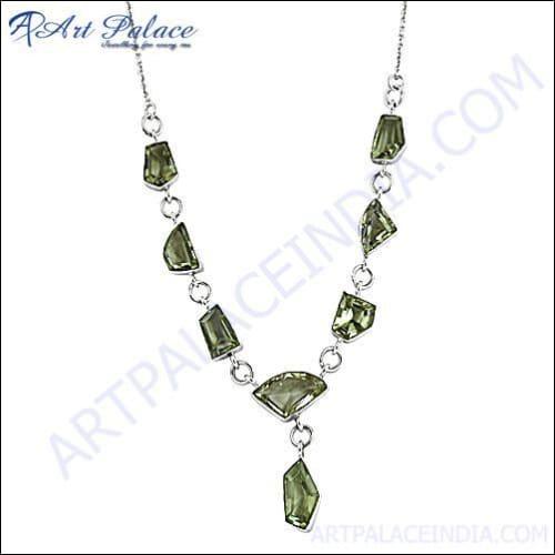 New Simple Green Amethyst Design Necklace