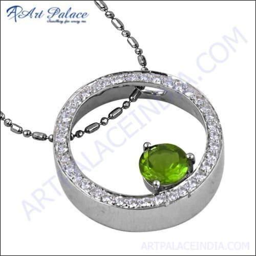 New Stylish Design In Cubic Zirconia Pendants Jewelry, 925 Sterling Silver Jewelry