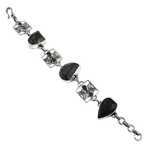 New Stylish Iolite & Smoky Quartz Loose Gemstone 925 Silver Bracelet Fashionable Bracelet Gemstone Bracelet