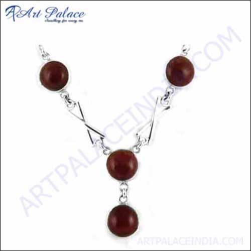 New Stylish Rhodolite Silver Necklace