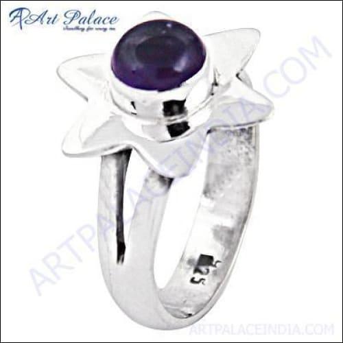 New Sunrise Amethyst Gemstone Silver Ring