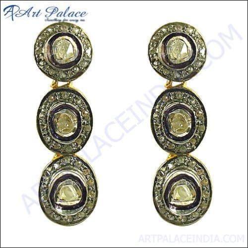 Newest Antique Victorian Earrings silver jewelry with diamond, 925 Sterling Silver