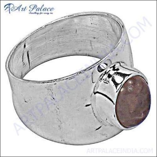 Newest Fashion Rose Quartz Gemstone Silver Ring