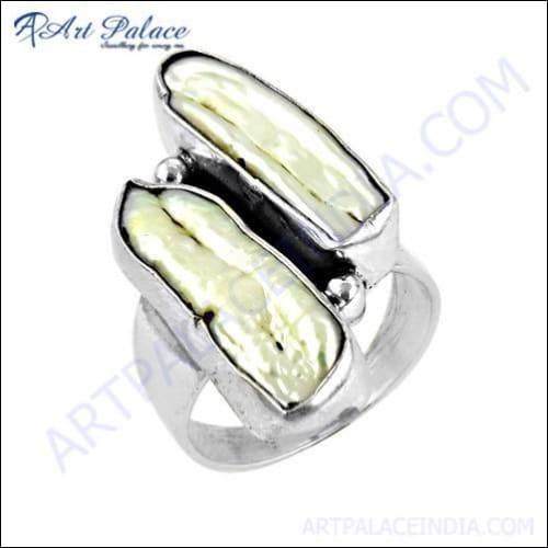 Newest Natural Pearl Gemstone Silver Ring, 925 Sterling Silver Jewelry