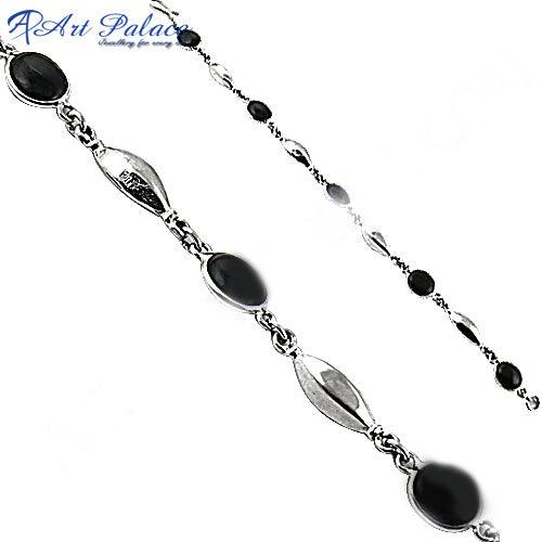 Newest Product Black Onyx Gemstone Silver Bracelet, 925 Sterling Silver Jewelry Superior Bracelet Adjustable Bracelet