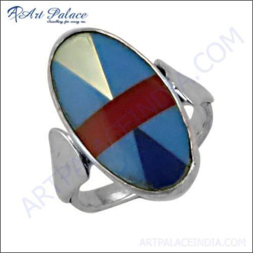 Newest Style Fashionable Inlay Silver Ring, 925 Sterling Silver Jewelry
