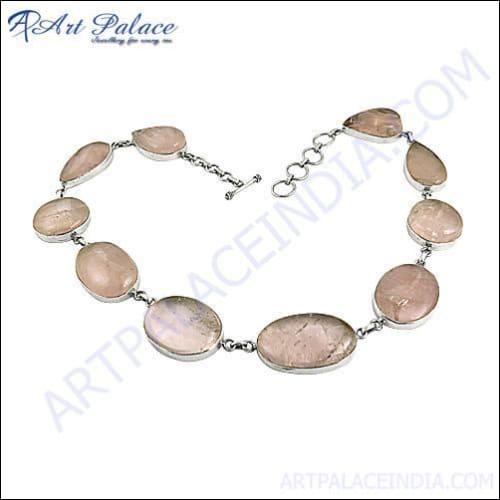 Newest Style Rose Quartz Sterling Silver Necklace