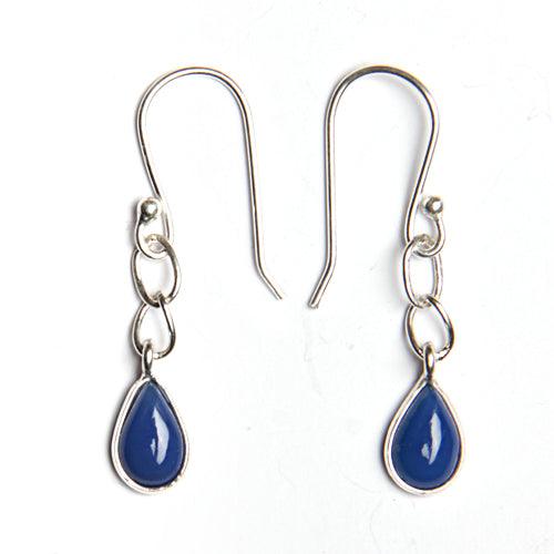 Nice Looking 925 Sterling Silver Blue Chalcedony Plain Pear Cab Earring Artisanal Gemstone Earrings Fabulous Gemstone Earring