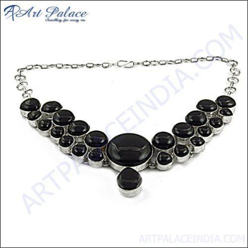 Nice Quality Wholesale Black Onyx Silver Necklace